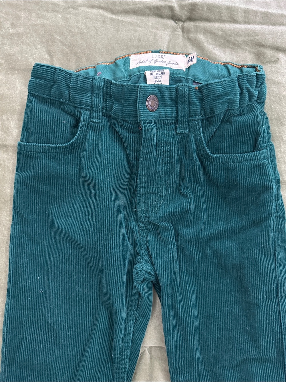 H&M Teal Green Corduroy Kids Pants
